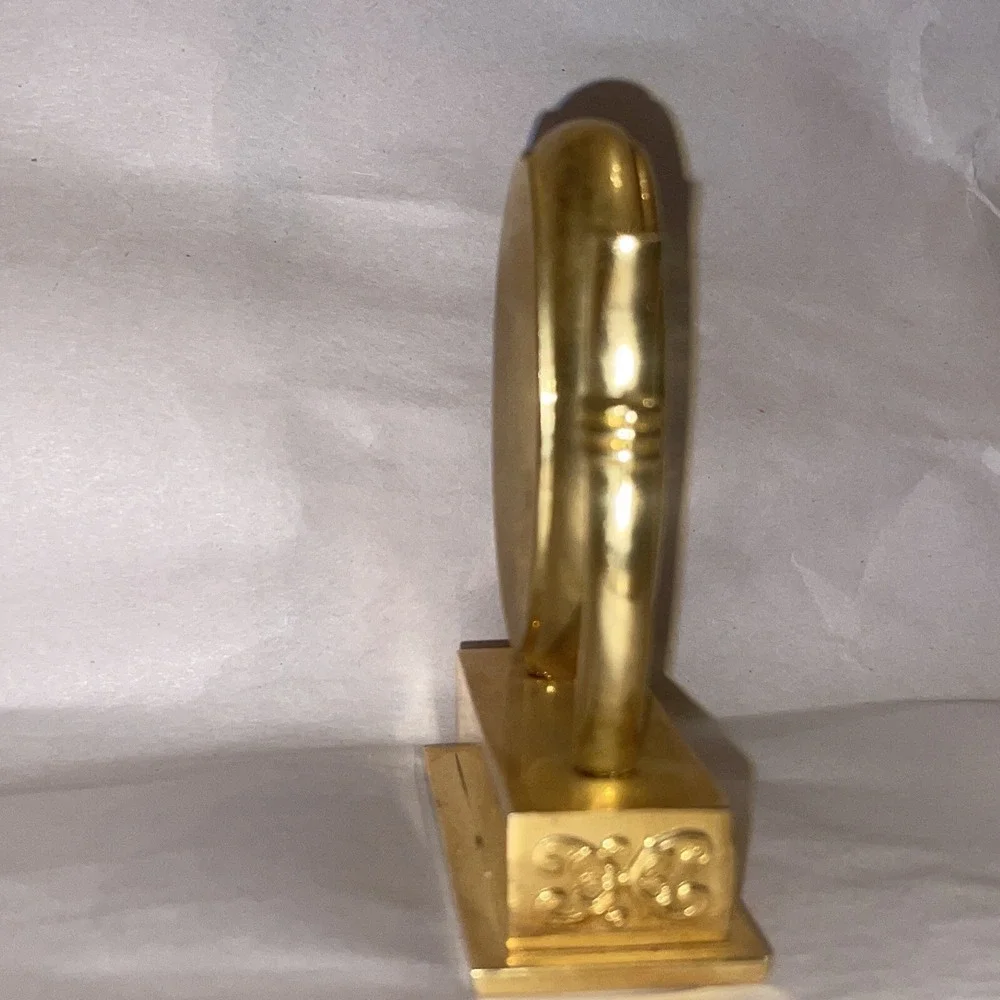 Timex TMX300 Collectible Mini Mirror‎ Clock Quartz Crystal Brass Desk Gold Works